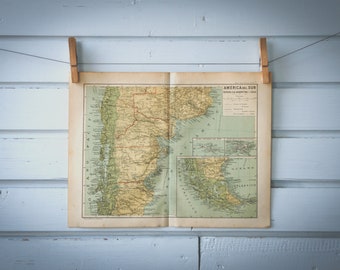 1928 Vintage South Argentina Map
