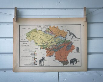 1941 Vintage Belgium Geology Map