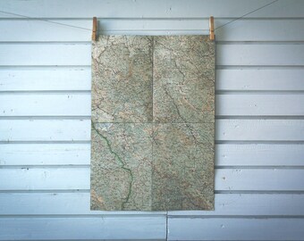 1930s Vintage South Slovenia & West Croatia Map
