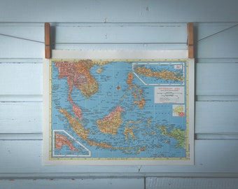 1957 Vintage Southeast Asia Map
