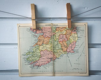 1910s Vintage South Ireland Map