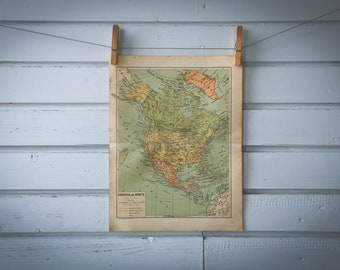 1928 Vintage North America Map