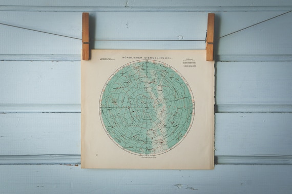 1929 Vintage Northern Hemisphere Celestial Map