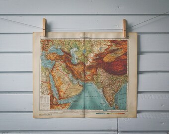 1928 Vintage Map of West Asia