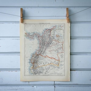 1904 Vintage Colombia Map