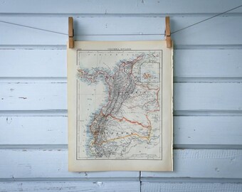 1904 Vintage Colombia Map