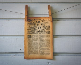 1913 Vintage Letter V Lithograph Illustration