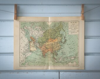 1928 Vintage Map of Asia