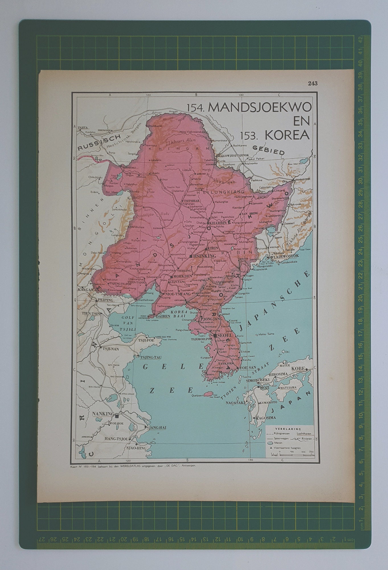 1941 Vintage Manchuria &amp; Korea Map