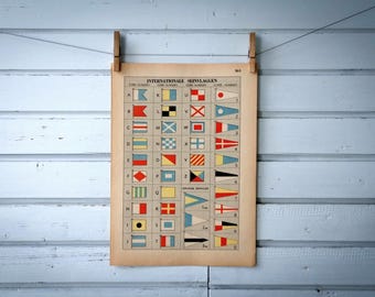 1941 Vintage Maritime Signal Flags Illustration
