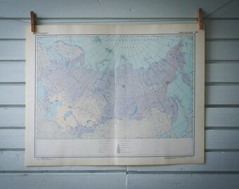 1964 Vintage Russia Rivers & Lakes Map