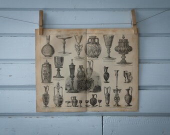 1887 Vintage Glass Artistry Lithograph Illustration