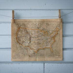 Pièce rare * Carte vintage des États-Unis de 1887