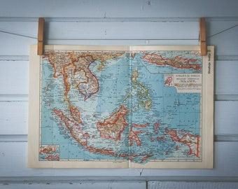 1938 Vintage Southeast Asia Map