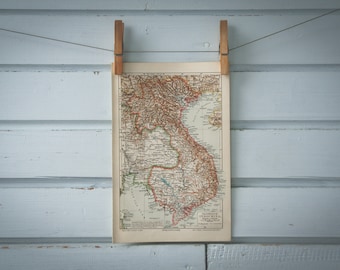 1907 Vintage Indochina Map