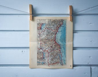 1936 Vintage Map of South Brazil