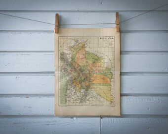 1928 Vintage Map of Bolivia