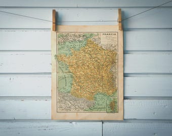 1937 Vintage Map of France