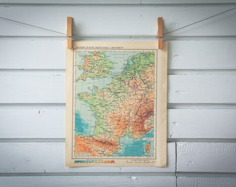 1956 Vintage Map of France
