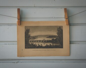 1892 Vintage Havel River Lithograph Illustration