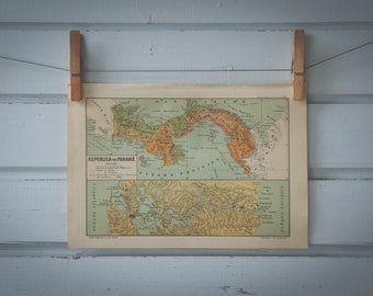 1928 Vintage Map of Panama