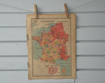 1941 Vintage Map of France