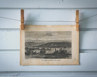 1890 Vintage the Pyrenees Lithograph Illustration