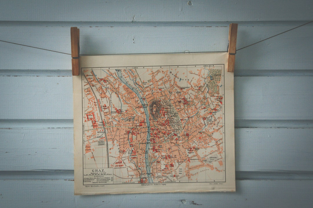 1907 Vintage Karte von Graz Österreich - Main Image