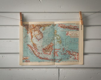 1936 Vintage Southeast Asia Map
