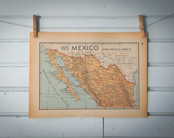 1941 Vintage North Mexico Map