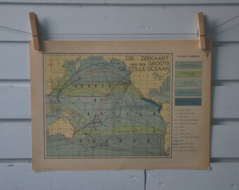 1941 Vintage Map of the Pacific Ocean