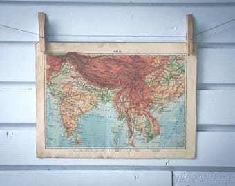 1939 Vintage India & Southeast Asia Map