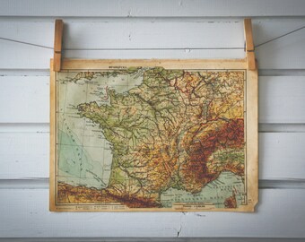 1930 Vintage Map of France