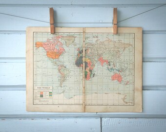 1923 Vintage World Map