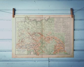 1886 Vintage Central Europe Map