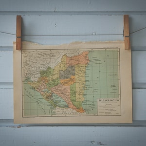 1928 Vintage Map of Nicaragua