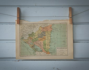 1928 Vintage Map of Nicaragua