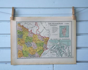 1941 Vintage Northeast France Map
