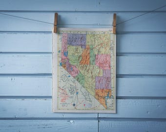 1957 Vintage Map of Nevada