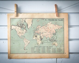 1941 Vintage Ethnographic World Map