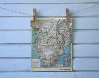 1938 Vintage Map of Central & South Africa