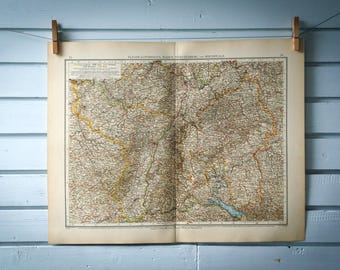 1901 Vintage Southwest Germany Map