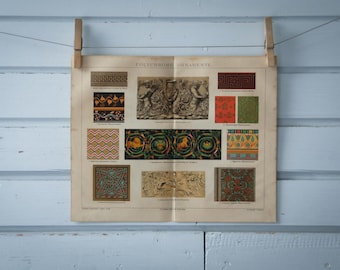 1887 Vintage Ornaments Chromolithograph Illustration