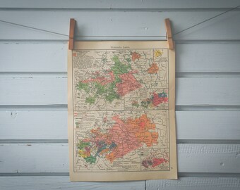 1908 Vintage Map of the House of Wettin Lands