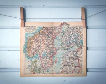 1939 Vintage Scandinavia Map