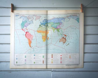 1964 Vintage Zoogeography World Map