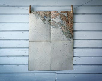 1930s Vintage Bay of Kotor Map