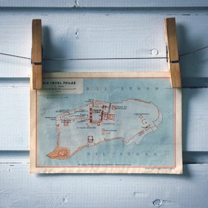 Carte de l'île de Philae vintage 1913