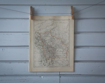 1907 Vintage Map of Bolivia
