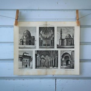 1907 Vintage Islamic & Moorish Architecture Lithograph Illustration